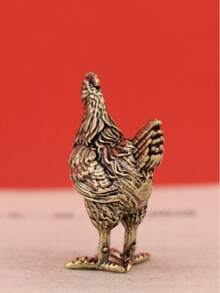 Hen Sculpture, Brass Chicken Figurine, Rustic Farm Decor, Tabletop Ornament, Home & Kitchen Accent, Collectible Art Piece, Unique Farmhouse Gift - Brass Hen - View 7