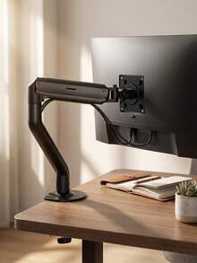 VESA 75/100mm Adjustable Monitor Stand With 180° Tilt And 360° Swivel, Made Of Sturdy Steel With Gas Spring Technology And Cable Management, Single Monitor Arm Desk Mount Clamp, Designed For Home Office Use, Office Desk Accessory, Computer Screen Riser - Multicolor - View 3