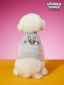 LOONEY TUNES X PETSIN 1 chiếc áo len cho chó mèo, thú cưng, màu nâu, họa tiết hoạt hình Jerry, chất liệu jacquard, cổ cao, co giãn, thoải mái, ấm áp. - màu nâu - Xem 2