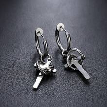 1 chiếc khuyên tai kẹp hình chữ thập bọc thép titan dành cho nam giới - Nhiều màu - Xem 4