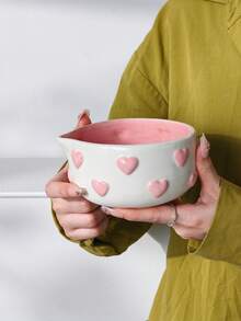 1pc/2pcs/4pcs/5pcs/8pcs Set New Pink Embossed Heart Matcha Bowl Tea Set, Highly Attractive Heart-Shaped Spout Bowl, Matcha Tool Combination Including Matcha Bowl, Whisk And Holder, Bamboo Scoop, Sieve, Suitable For Matcha Lovers And Beginners, Great Gift, Mother's Day Gift, Gift For Elders - Multicolor - View 8