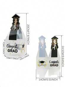 10 piezas Cajas de regalo de graduación transparentes, adecuadas para fiesta de graduación, caja de dulces de graduación, decoración de fiesta de graduación, celebración de graduación, recuerdos de graduación y ceremonia de graduación - Talla única - Ver 10