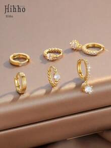 Hihho 3 Paia di orecchini a goccia eleganti e minimal con zirconi scintillanti, gioielli vintage europei e americani adatti per vacanze, feste e uso quotidiano, possono essere indossati singolarmente o accostati - Set di orecchini - Visualizzare 4
