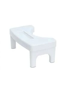 1pc Minimalist White Plastic Toilet Stool, Bathroom Assist Squatting Stool - White - View 3