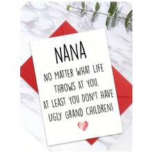 1pc "You Are The Best Nana" Birthday Card, Suitable For Sending Warm And Special Birthday Wishes To Grandma, Foldable Card With Space To Write Your Own Greeting (Comes With Random Envelope) - Nana's Grandson Is Not Ugly - View 8