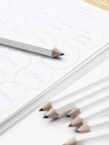 1/10/20pcs Heart Shaped Gold Foil Pencils With Erasers + 1pc Sharpener, Suitable For School, Office, Weddings (White) Back To School - Multicolor - View 6