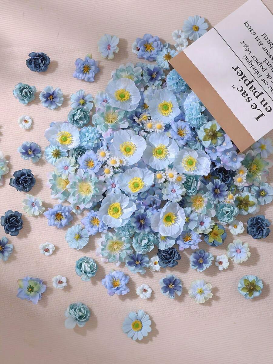 20/50件藍色人造花 - 仿真花，適用於DIY花環、婚禮花束、派對裝飾、家居中心裝飾、母親節/返校日/情人節禮物，全年可用