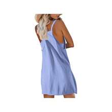Womens Tennis Dress Workout Mini Dress With Shorts Sleeveless Spaghetti Straps Golf Athletic Dresses Mini Romper Dress Casual Workout Outfits Dresses For Women - Màu xanh lam - Xem 3