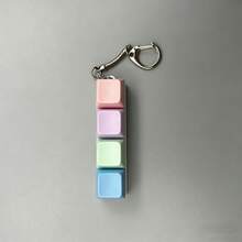 1 pieza Llavero con botón de cubo de macarrón, juguete antiestrés, regalo creativo - Multicolor - Ver 2