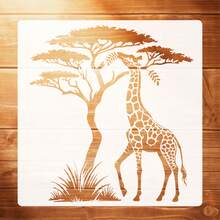 Grande taille - Modèle de peinture réutilisable de girafe, modèle de forme de girafe mangeant des feuilles lavable, convient pour la création DIY, la peinture de la maison, la conception artistique, la conception d'artisanat, la décoration de meubles, la conception d'animaux - A - Voir 6