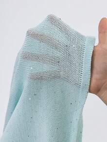 Đầm dệt kim xuyên thấu cho kỳ nghỉ hè, đầm dự tiệc thanh lịch không tay đính sequin gợi cảm, trang phục đi biển mùa xuân. - Màu xanh bạc hà - Xem 11