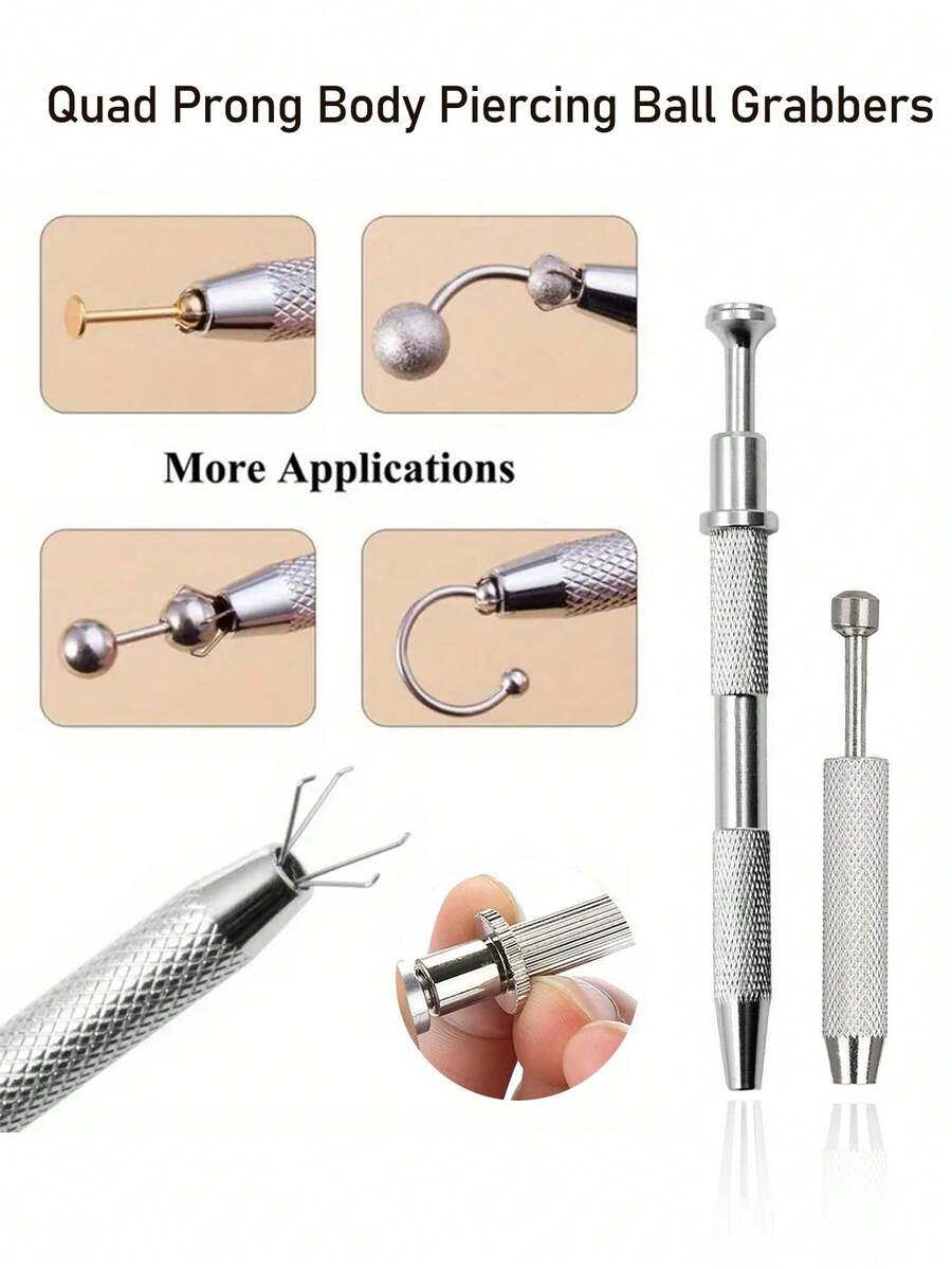 1/2 chiếc kẹp giữ hạt bi 4 càng, dụng cụ gắp, nhíp gắp hạt pha lê, dụng cụ gắp đồ trang sức xỏ khuyên - A - Xem 1