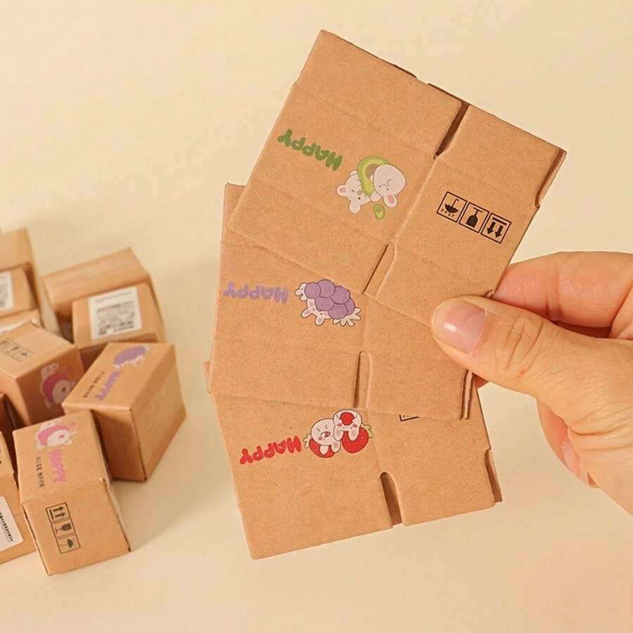 20 Stücke Minipapierboxen in Naturfarbe, kreative Verpackung, Party-Geschenkboxen, geeignet zum Basteln von Überraschungsgeschenken, lustigen Geschenken, Feiertagsparty-Geschenkboxen - Grundfarbe - Übersicht 1