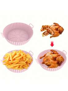 3-5 Quart Silicone Inner Pot, Baking Basket & Baking Tray, Reusable Air Fryer Accessories (1 Set) - Multicolor - View 2