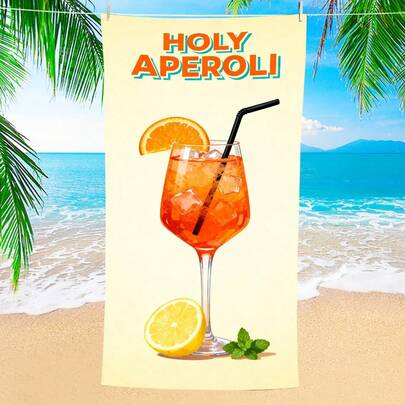 1pc HOLY APEROLI Themed Beach Towel, Super Soft Microfiber Extra Large Beach Blanket, Super Absorbent Bath Towel, Suitable For Travel, Swimming Pool, Diving, Surfing, Yoga, Camping, Available In Multiple Sizes, Beach Accessories For Beach, Pool, Travel, Camping, Yoga