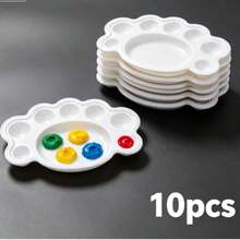 1/10/50 piezas Paletas de pintura de plástico blanco transparente, bandejas de mezcla de pintura ligeras y portátiles. Herramientas de pintura confiables, adecuadas para estudiantes y artistas, perfectas para el aula, el estudio, la creación de arte DIY diaria y regalos de regreso a la escuela. - Multicolor - Ver 18
