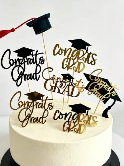 1Pc 2026 Graduation Cake Topper, Gold & Black Graduation Doctoral Cap Cake Topper Decorations, 2026 Graduate Cake Topper