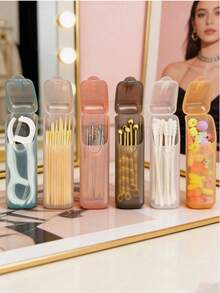 2/6pcs Portable Flip-Top Travel Storage Box, Suitable For Dental Floss, Pills And Toothpicks, For Daily Home, Office, Camping Essentials - Multicolor - View 10