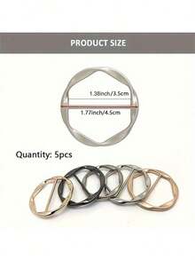 5pcs Multi-Functional Alloy Buckle Set - Versatile, Matching, Can Shorten Length, Can Tie Knots, Suitable For Belts, Waistbands And T-Shirts, Casual Style - Năm chiếc - nhiều màu sắc khác nhau - Xem 5