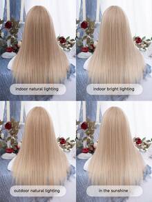 alicegarden 28 Inch Long Synthetic Straight Hair Wig, Natural Middle Part Design, Golden Tone, Perfect For Daily Use, Presents A Natural And Realistic Appearance, Ideal Gift For Women - Gold - View 10