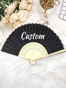 Éventail pliable à main personnalisable, Éventail DIY classique, Parfait pour les mariages, les enterrements de vie de jeune fille, les anniversaires, les travailleurs pour la fête des mères, pour la fête des pères - Multicolore - Voir 5