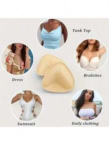SNOWY Sticky Inserts Bra - Instant Boost Sticky Inserts By SNOWY Reusable Invisible Chest Pad, Soft Comfortable Silicone Chest Pad, Women's Lingerie Accessories For Daily Wear Gift Adhesive Bra Pads Push Up Breast Enhancers Pads, Reusable Padded Ultra Instant Lift Inserts For Sports Bra Swimsuit Halloween Gift - Gầy - Xem 5
