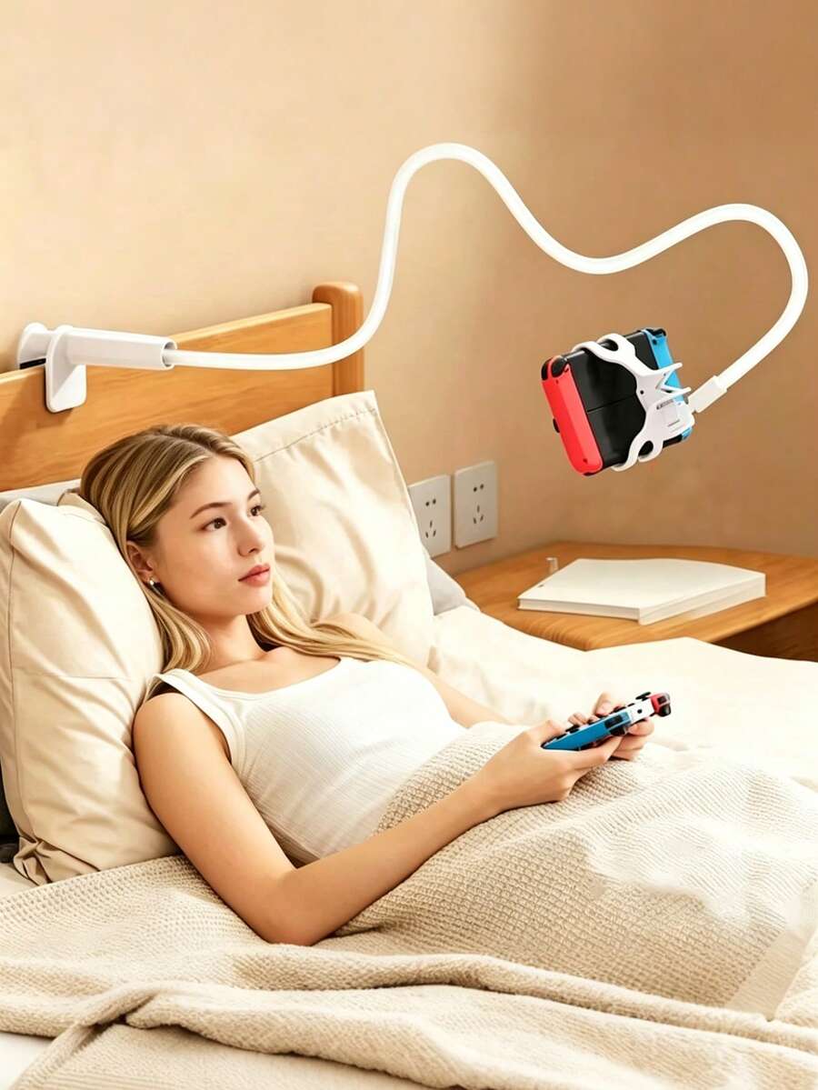 Giá đỡ cổ ngỗng điều chỉnh 360°, thích hợp đặt cạnh giường, trên bàn làm việc, cho máy tính bảng dòng 17/16/15 inch, và các thiết bị chơi game. Sản phẩm được làm từ chất liệu ABS. - Nhiều màu - Xem 1