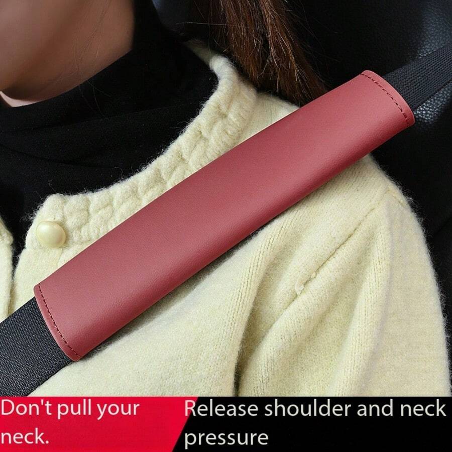 Car Additions, Soft And Skin-Friendly PU Leather Seat Belt Shoulder Pads, Suitable For All Seasons, Durable, Dirt-Resistant, Breathable, Universal For Passenger And Cargo Vehicles, Extended Safety Belt Covers To Prevent Wear