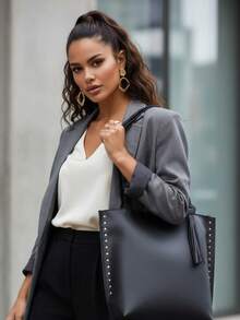 Set Of 2 Women's Shoulder Bags: Bucket Bag + Casual Bag - Timeless And Versatile . - Black - View 4