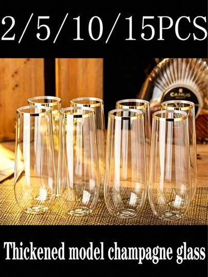 Bộ 2/5/10 ly nhựa trong suốt viền vàng 9oz, thích hợp đựng nước, nước ép, cocktail, rượu vang và các loại đồ uống tráng miệng. Lý tưởng cho các bữa tiệc sinh nhật, đám cưới, ngày lễ, Halloween, Giáng sinh và Năm mới [Có thể tái sử dụng]