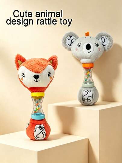 Sonajero suave de zorro y koala para bebé - Juguete sensorial para infantes, con opciones de multicolor - Mejora las habilidades motoras finas y la coordinación mano-ojo, regalo ideal
