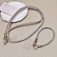 1pc Advanced Grid Colored Sparkling Diamond Bracelet Phone Case Pendant Bag Japanese And Korean Keychain Short Hanging Rope Diagonal Cross Rope - Multicolor - View 3