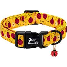 Collar de perro arcoíris Bobo con estampado de mariquita de primavera, collar ajustable para mascotas con colgante y hebilla de plástico de liberación rápida para perros - Amarillo - Ver 1
