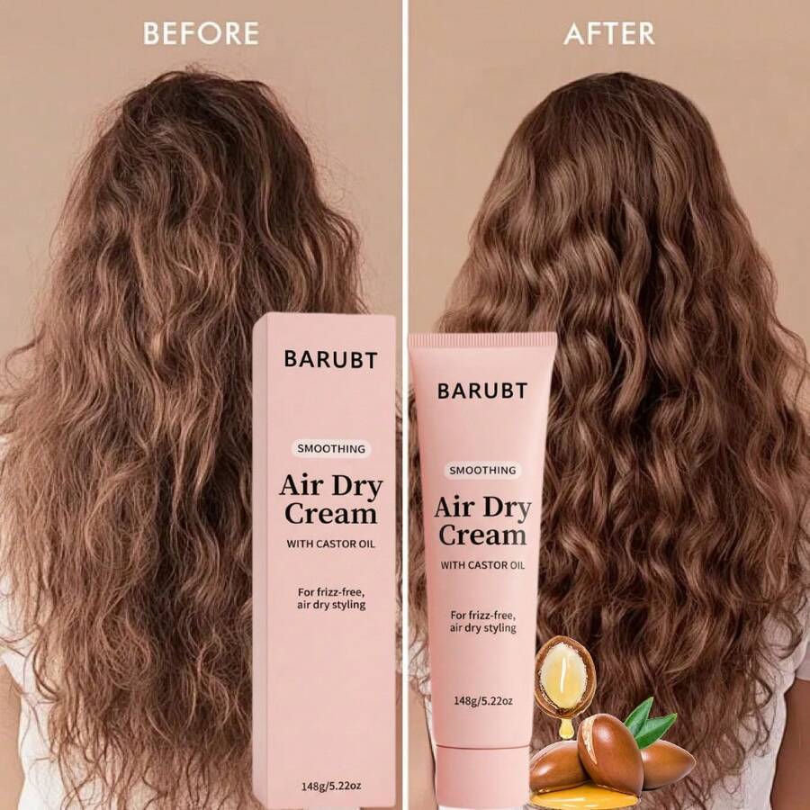 BARUBT Mượt mà tức thì! Chỉ cần một lần sử dụng là bạn đã có mái tóc thẳng mượt | Kem tạo kiểu tóc khô tự nhiên (có chứa dầu thầu dầu) - Kem - Xem 1