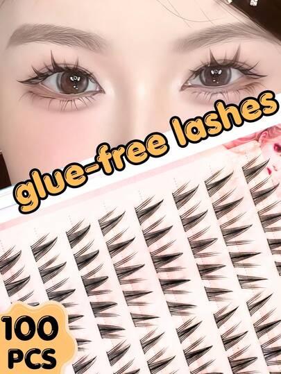 100 cụm mi giả hình hoa hướng dương không cần keo, kiểu Hàn Quốc, cong chữ C, chiều dài cố định 12mm, thiết kế tự dính giúp trang điểm nhanh chóng, mềm mại và định hình tốt, có thể tái sử dụng, phù hợp cho sử dụng hàng ngày, đi chơi, dự tiệc, chụp ảnh, món quà lý tưởng cho bạn gái/bạn thân.