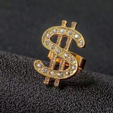 1 pièce Pendentif long de style vintage unique en diamant avec symbole dollar, chaîne pour pull, chaîne à capuche, unisexe de mode de luxe hip-hop - Or jaune - Voir 10