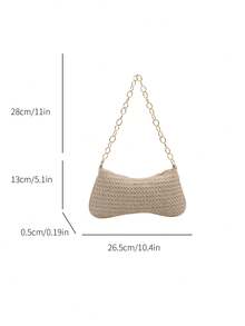 2026新款编织个性化时尚手提包，春季时尚单肩/腋下小包 - 米色 - 查看 3