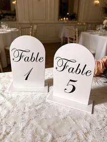 10pcs Transparent/White/Black Acrylic Curved Table Number Holders With Stands, Elegant Minimalist Decor For Wedding Receptions, Engagement Parties, Birthdays And Formal Events - Seat Card B - View 18