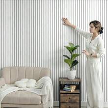 Tấm ốp tường vân gỗ 3D, tấm ốp tường PVC dạng lưới tự dính, tấm trang trí giả gỗ cách âm tự dính, giấy dán tường tự dính có thể tháo rời, decal vinyl, thích hợp trang trí tường phòng khách, phòng ngủ, kích thước: 15,75 inch * 15,75 inch - Lưới tản nhiệt vân gỗ 2 - Xem 2