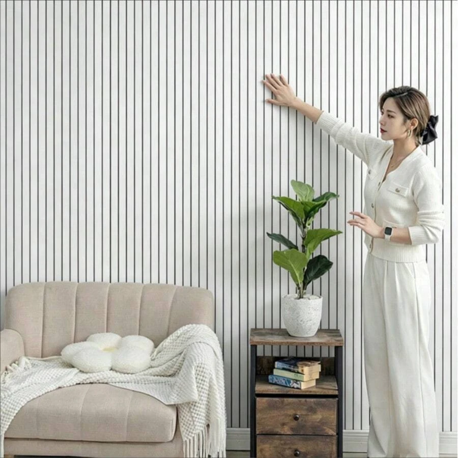 Tấm ốp tường vân gỗ 3D, tấm ốp tường PVC dạng lưới tự dính, tấm trang trí giả gỗ cách âm tự dính, giấy dán tường tự dính có thể tháo rời, decal vinyl, thích hợp trang trí tường phòng khách, phòng ngủ, kích thước: 15,75 inch * 15,75 inch