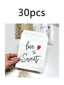 100/60/50/30 chiếc túi giấy Kraft màu nâu, in hình trái tim màu đỏ và dòng chữ "Love Is Sweet", túi quà tặng lãng mạn phù hợp cho Ngày Valentine, kỷ niệm, lễ cưới, tiệc cô dâu, gói quà lãng mạn và các sự kiện ngày lễ. - Nhiều màu - Xem 18