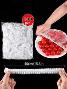 500/200/10pcs Disposable Plastic Wrap, With Elastic And Self-Sealing Design, Suitable For Covering Bowls And Plates To Preserve Food, Household Use - Multicolor - View 2