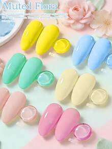 Set de 6 piezas de esmalte de uñas en gel de alta gama tipo macarrón - Duración de hasta 28 días, gel UV/LED de remojo, tonos suaves de calidad de salón, set de manicura para mujeres - Multicolor - Ver 5