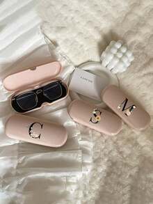 Hard Eyeglass Case With A-Z Letter & Pink Daisy Flower Print, Portable Protective Eyewear Case, Waterproof Dustproof Glasses Storage Box, Suitable For Students Daily Use, Mother's Day Gift, Fits Regular Glasses And Fashion Glasses - Multicolor - View 6