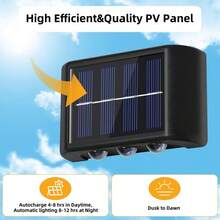2/4/6/8pcs High-Efficiency Solar Powered Wall Lights, Auto Sensor Lighting, Outdoor IP44 LED Lights, Rectangular, Landscape Lighting For Yard & Exterior - 6LED - View 6