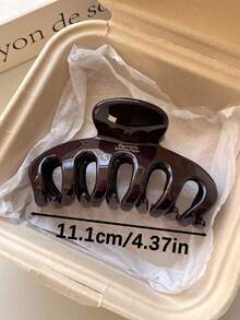 2个/1个女士4.37英寸/11.1厘米黑色和棕色轻便塑料发夹，时尚百搭高端优雅简约纯色发爪，适合日常休闲、派对、通勤、海滩、发髻、马尾辫、洗脸、化妆、服装配饰（单面标签）女士发爪夹优雅发饰夏季度假发夹夏季海滩发夹 - 彩色 - 查看 2
