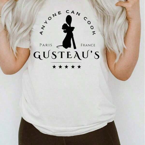 Camisetas oversize de colores cómodos, Camiseta Ratatouille vintage de Gusteau's, Camiseta "Remy, cualquiera puede cocinar", Camiseta de pequeño chef, Camisetas de Remy, Vestidos de verano para mujer