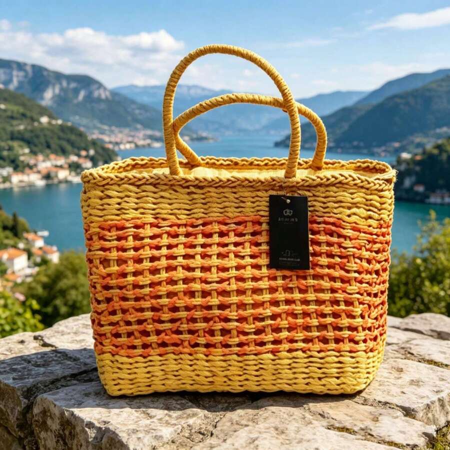 1pc Super popular woven straw bag, Korean chic beach resort handbag, suitable for gatherings, photo shoots, commuting, and casual travel. - 卡其色01 - 查看 1