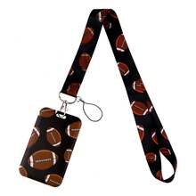 1pc Sports Ball Pattern Fashion Personalized Pull-Tab Card Clip, Basketball, Football, Rugby, Volleyball Printed Keychain Pendant Bag Charm, Student ID Bus Card Holder, Suitable For Office Workers And Students - Rectangle - View 14
