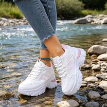Damen Herbst/Winter Neue Glitzer Plateau Sneaker, Dicksohlige Casual Mode Vielseitige Laufschuhe - Babypink - Übersicht 2